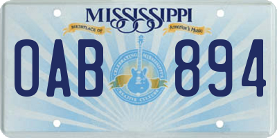 MS license plate OAB894