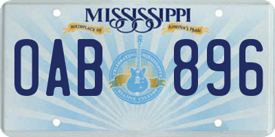 MS license plate OAB896