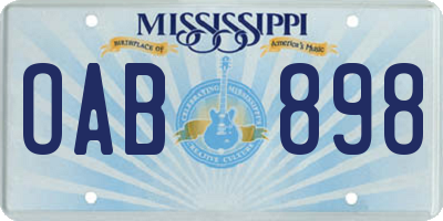 MS license plate OAB898