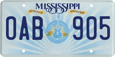 MS license plate OAB905