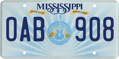 MS license plate OAB908