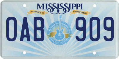 MS license plate OAB909