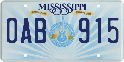 MS license plate OAB915