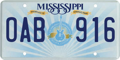 MS license plate OAB916