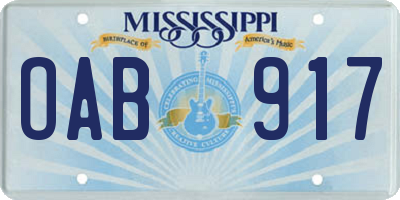 MS license plate OAB917