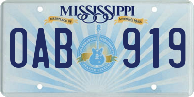 MS license plate OAB919