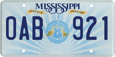 MS license plate OAB921