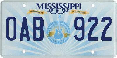 MS license plate OAB922