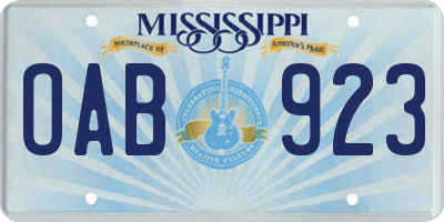 MS license plate OAB923