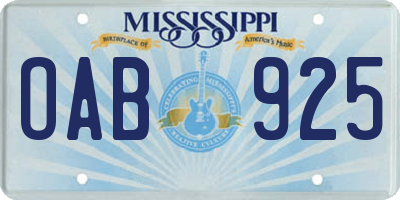 MS license plate OAB925