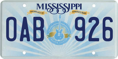 MS license plate OAB926