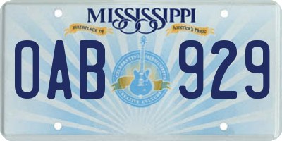 MS license plate OAB929
