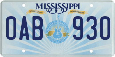 MS license plate OAB930