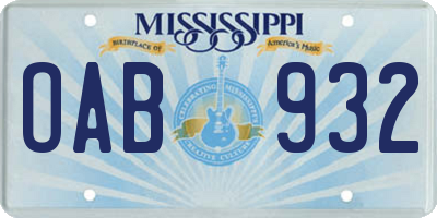 MS license plate OAB932