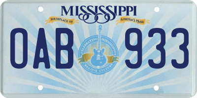 MS license plate OAB933