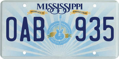 MS license plate OAB935