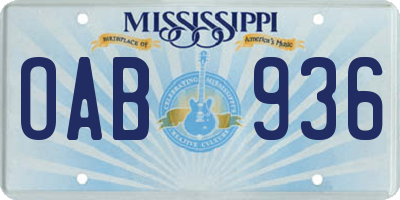 MS license plate OAB936