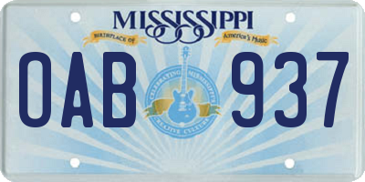 MS license plate OAB937