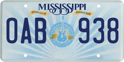 MS license plate OAB938