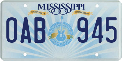 MS license plate OAB945