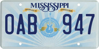 MS license plate OAB947