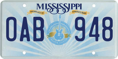 MS license plate OAB948