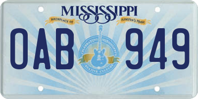 MS license plate OAB949