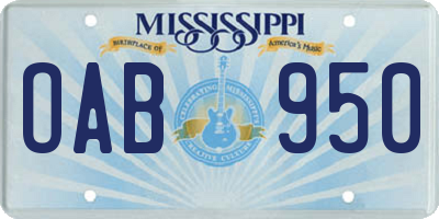 MS license plate OAB950