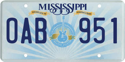 MS license plate OAB951