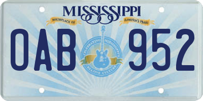 MS license plate OAB952