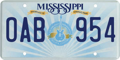 MS license plate OAB954