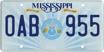 MS license plate OAB955