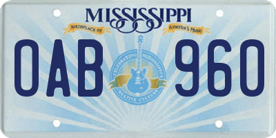 MS license plate OAB960