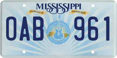 MS license plate OAB961