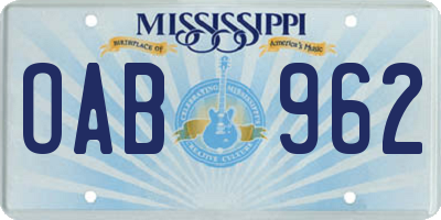 MS license plate OAB962