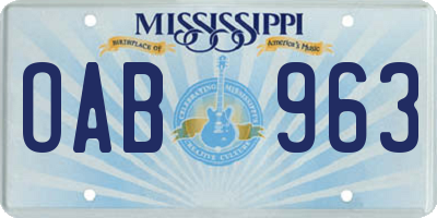 MS license plate OAB963