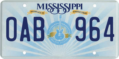 MS license plate OAB964