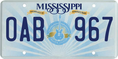 MS license plate OAB967