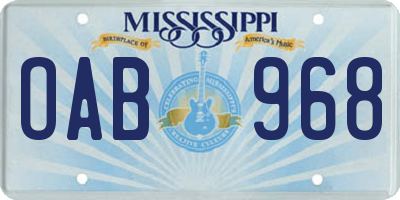 MS license plate OAB968