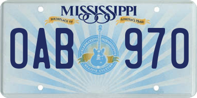 MS license plate OAB970