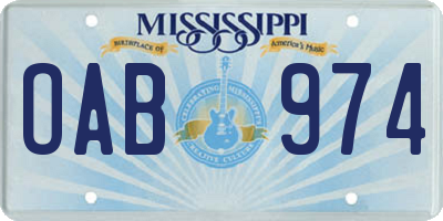 MS license plate OAB974