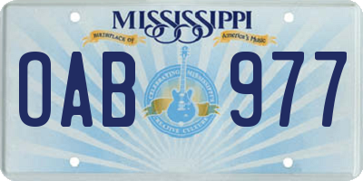 MS license plate OAB977