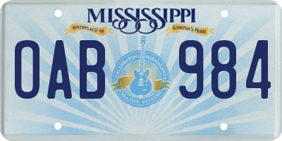 MS license plate OAB984