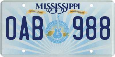 MS license plate OAB988