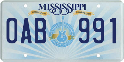 MS license plate OAB991