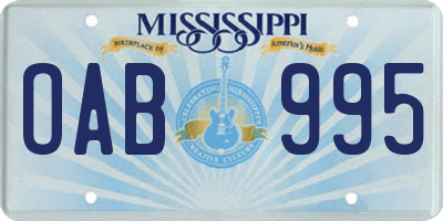 MS license plate OAB995