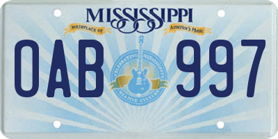 MS license plate OAB997