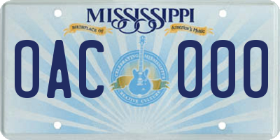 MS license plate OAC000