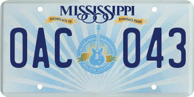 MS license plate OAC043
