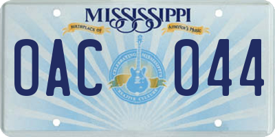 MS license plate OAC044
